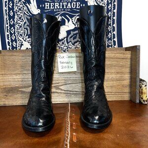 Lucchese Black Full Quill Ostrich Cowboy Boots in Men's 7EE/7.5D